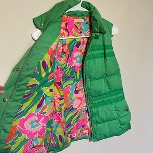 Lilly Pulitzer Green Quilted Puffer Vest Polyester Size Small